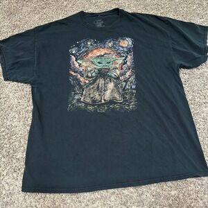 Star Wars The Mandalorian Baby Yoda Starry Night Graphic T Shirt‎ XXL